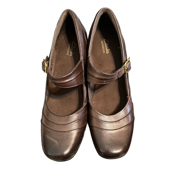 Clarks Bendables Artisan Scheme Day Mary Jane Leather Pump Brown Sz: 11M - Picture 2 of 15